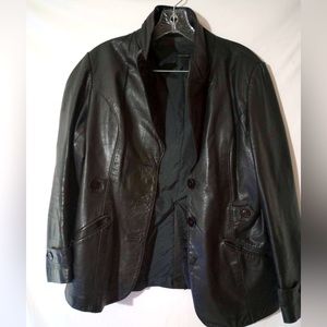 Vintage black genuine leather blazer. Size XL